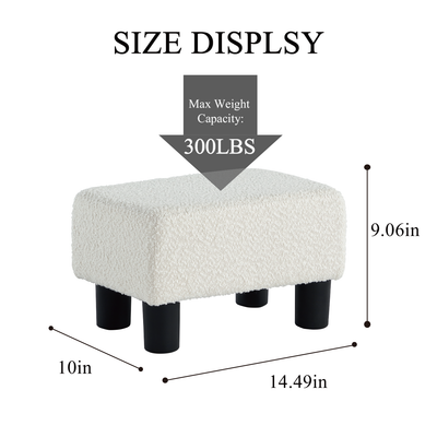 Foot Stool Ottoman Small Boucle White #100052S