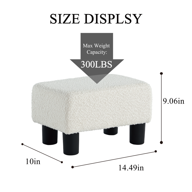 Foot Stool Ottoman Small Boucle White 