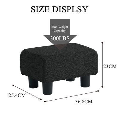 Foot Stool Ottoman Small Boucle Black #100066S