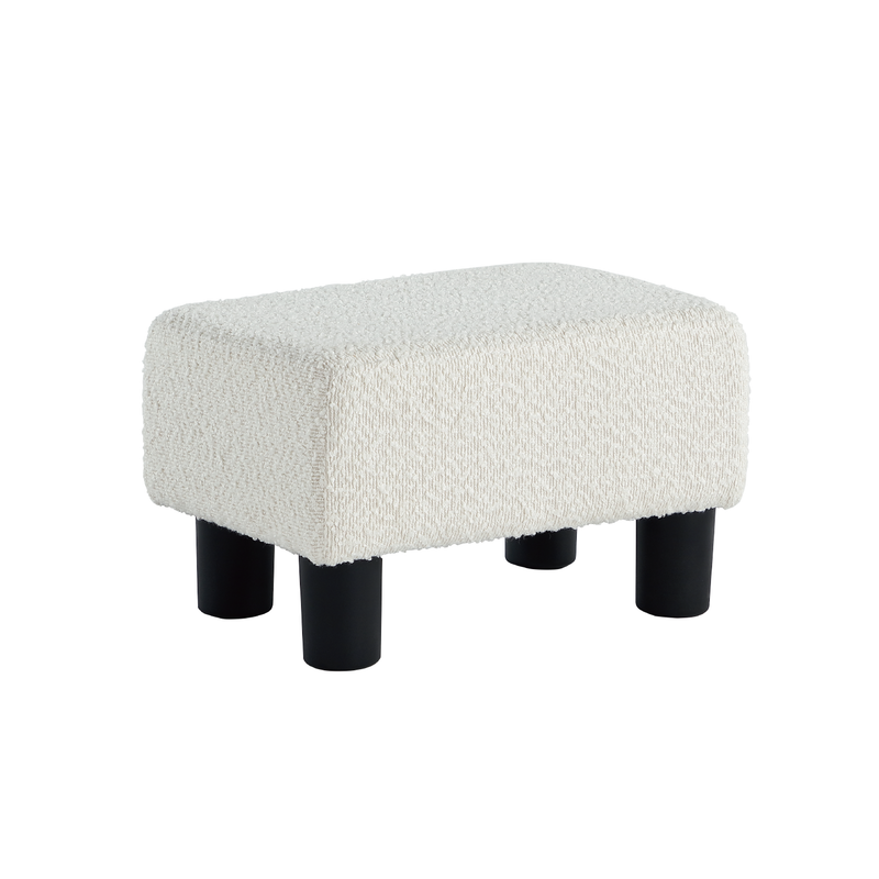 Foot Stool Ottoman Small Boucle White 