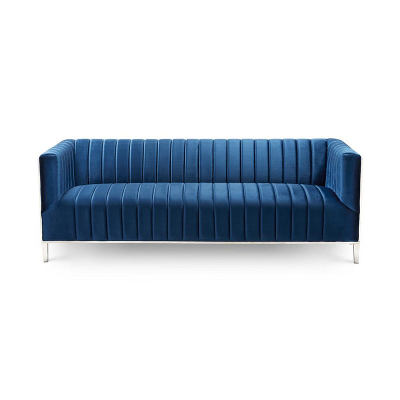 Blue Geometric Sofa 3 Seats 