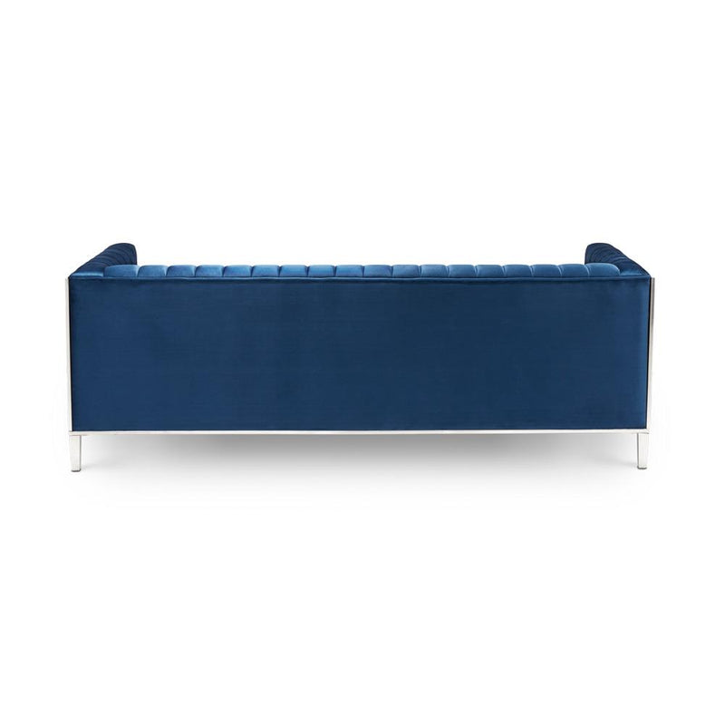 Blue Geometric Sofa 3 Seats 