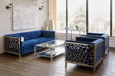 Blue Geometric Sofa 3 Seats #030007