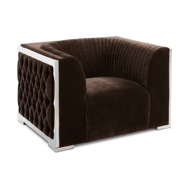 Brown Accent Chair Steel Frame 