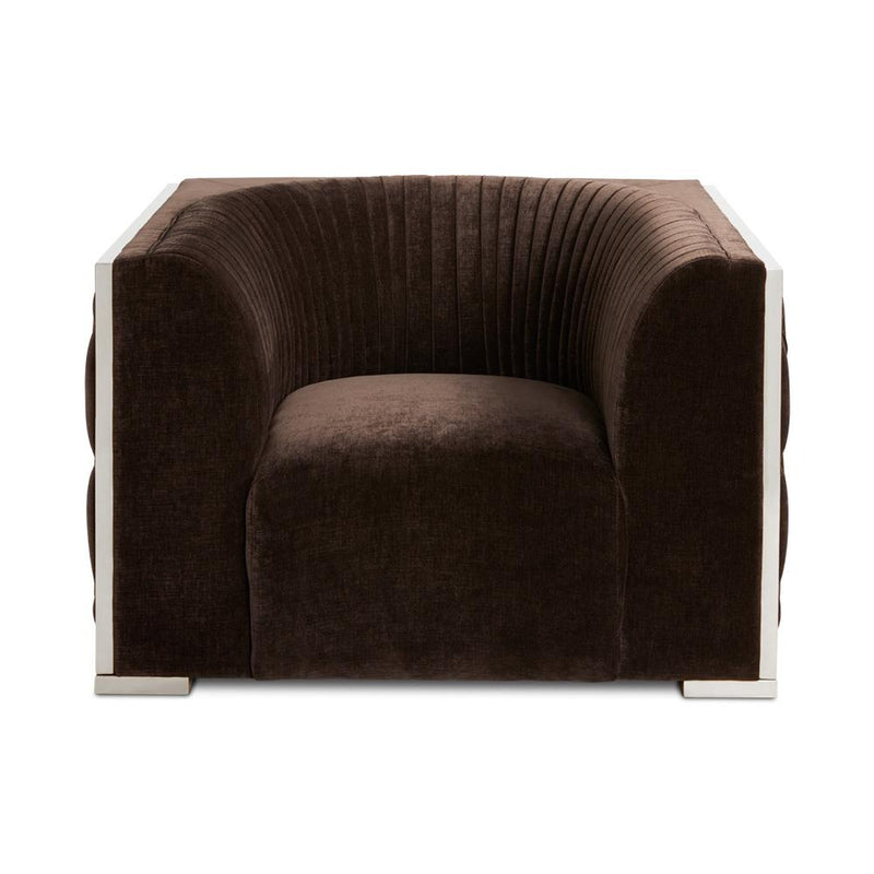 Brown Accent Chair Steel Frame 