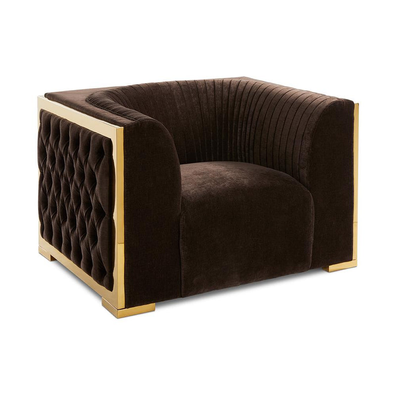 Brown Accent Chair Golden Frame 