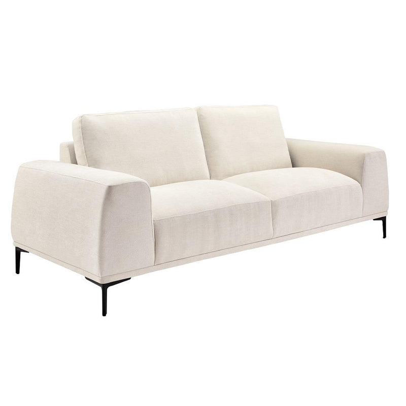 Beige Linen Sofa 2 Seats 