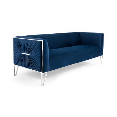 Ink Blue Velvet Sofa 3 Seats 