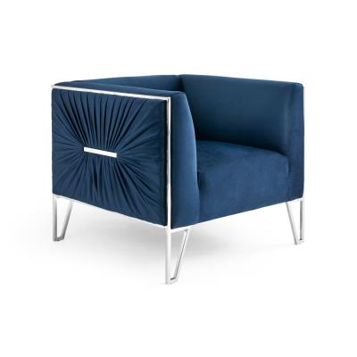 Ink Blue Velvet Accent Chair 