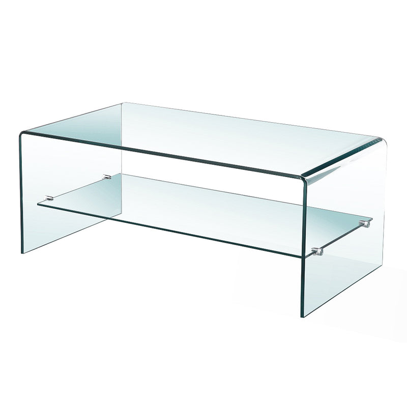 Bent Glass Coffee Table With Shelf