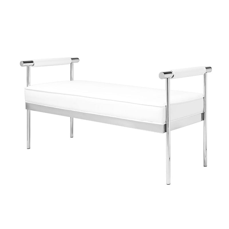 Helen Bench: White Leatherette