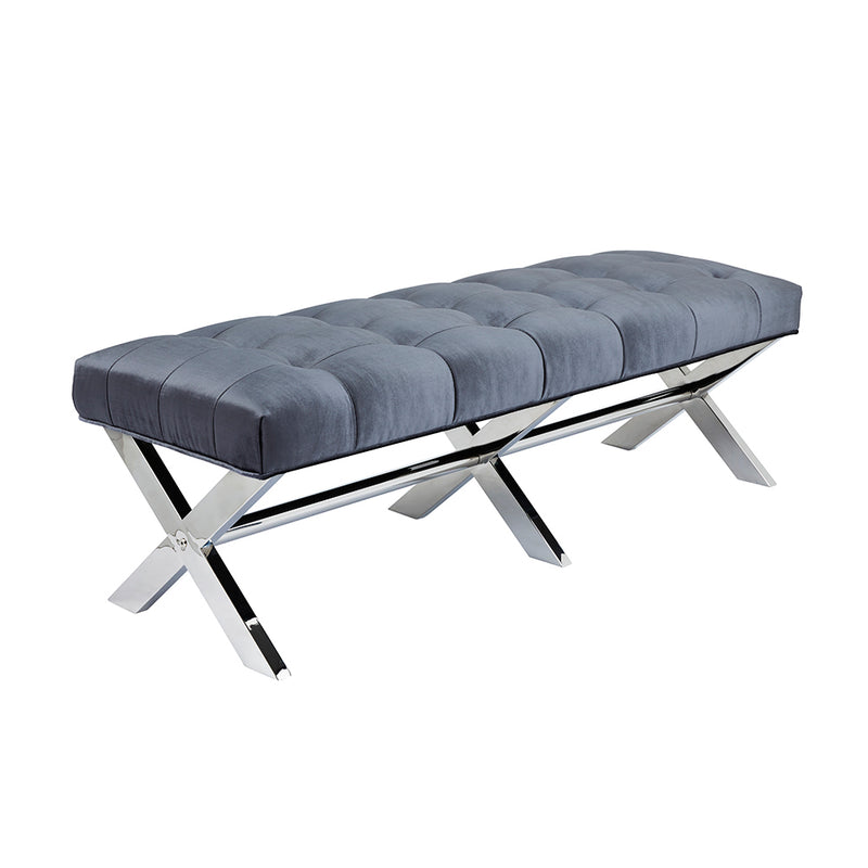 Lauren Charcoal Velvet Fabric Bench