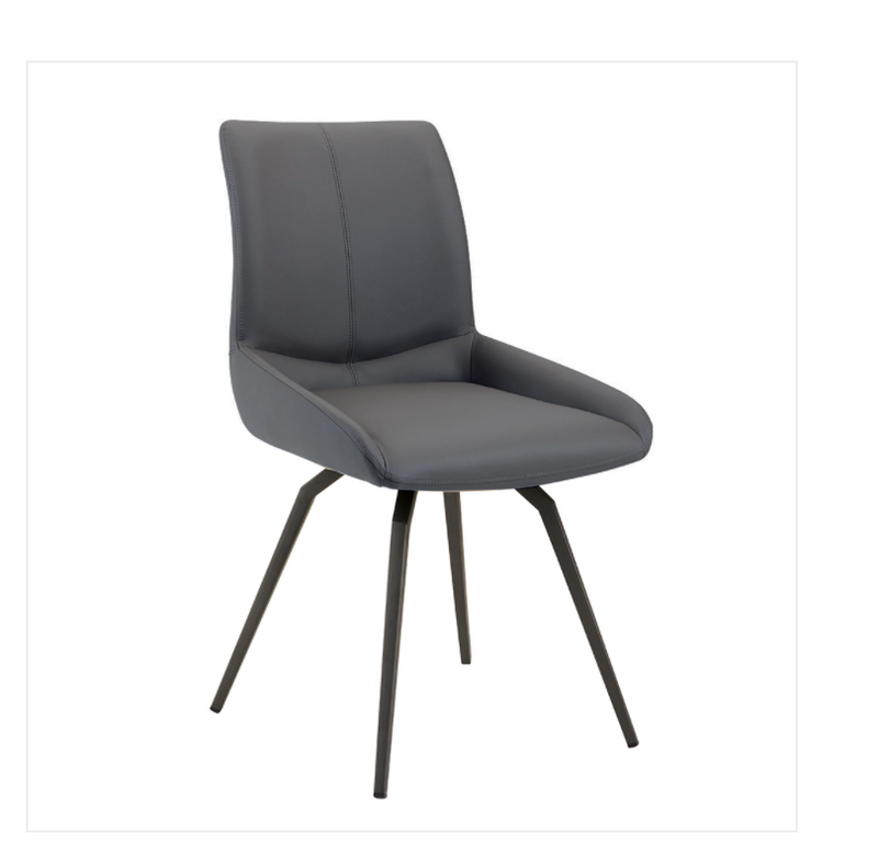 Nona Swivel Chair: Grey Leatherette