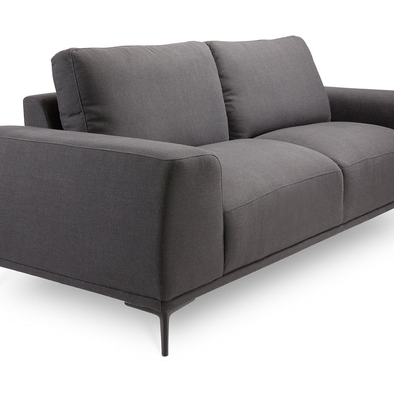 Black Fabric Sofa 2 Seats 