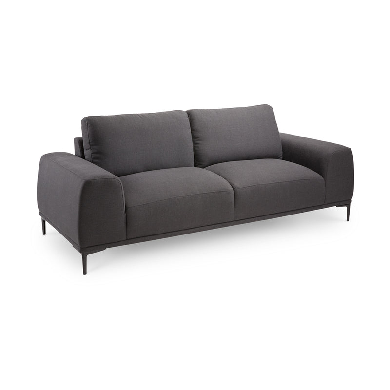 Black Fabric Sofa 2 Seats 