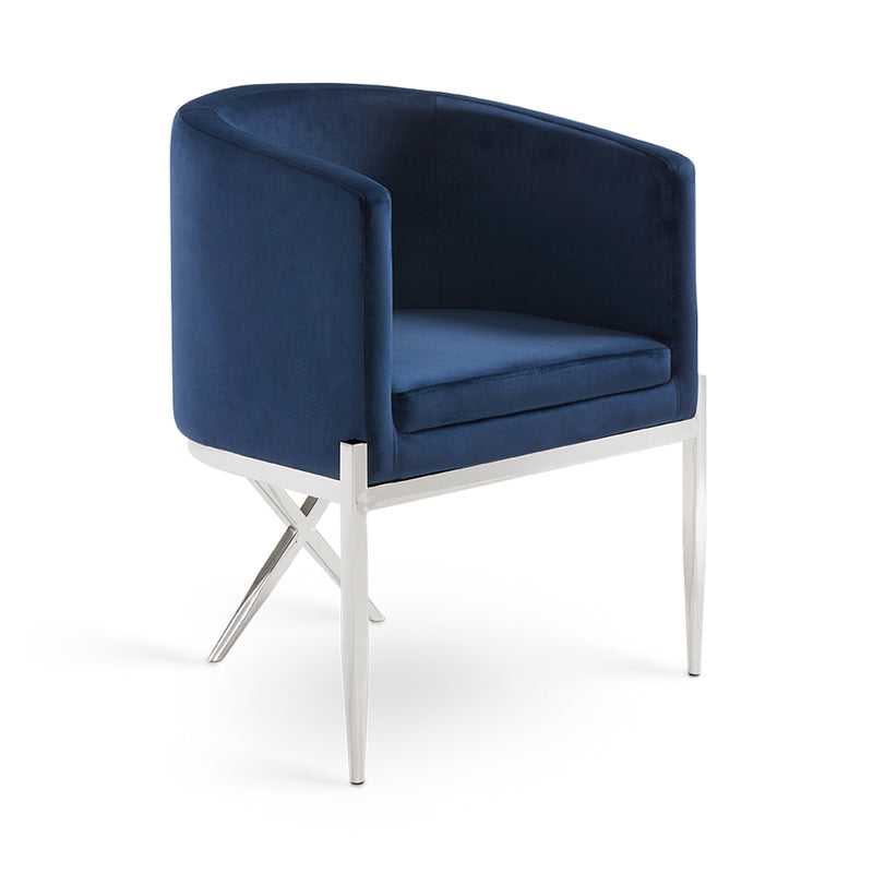 Blue Velvet Accent Chair 