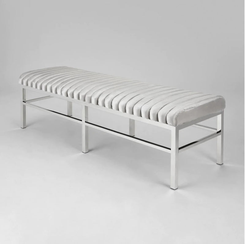 Channel Bench: Grey Velvet