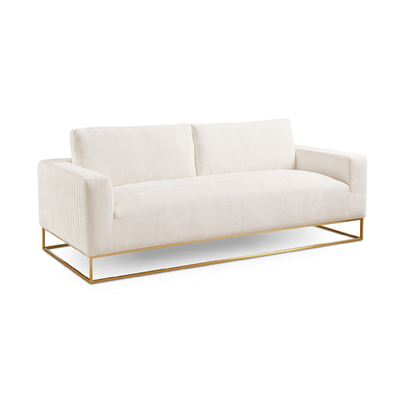 Vanilla Linen Square Base Sofa 3 Seats 