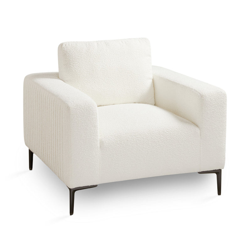 White Boucle Plush Accent Chair 