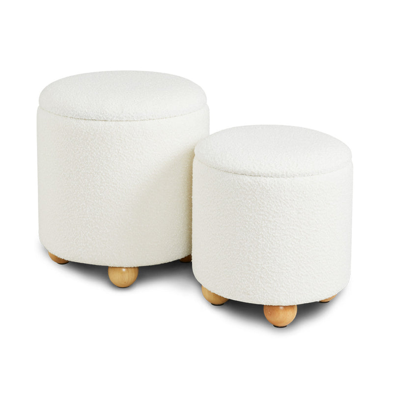 Benedict Storage Ottomans: Ivory Boucle