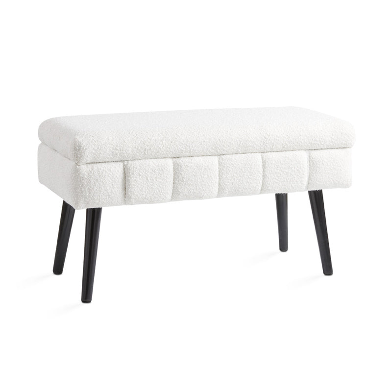 Marcella Storage Bench: White Boucle