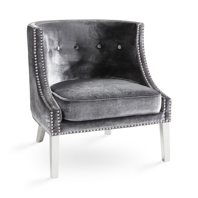 Lucy Accent Chair: Charcoal Velvet