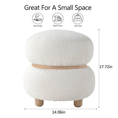 White Pebble Round Ottoman #100046