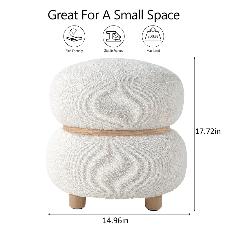 White Pebble Round Ottoman 