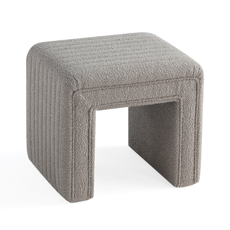 Khaki U-Shaped Boucle Ottoman 