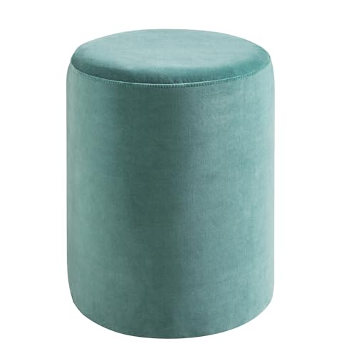 Green Velvet Round Ottoman 