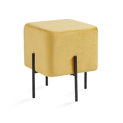 Yellow Cube-Shaped Stool 