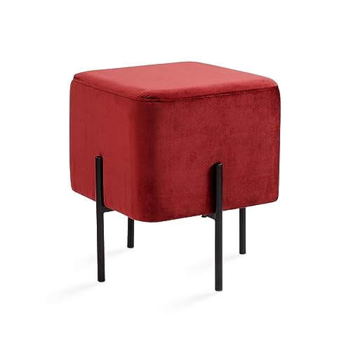 Red Cube-Shaped Stool 