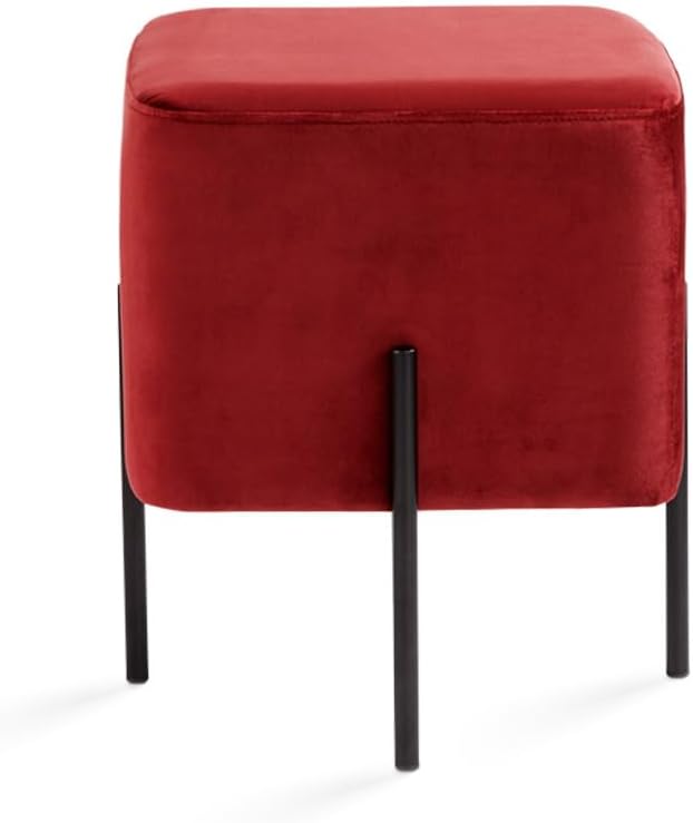 Red Cube-Shaped Stool 