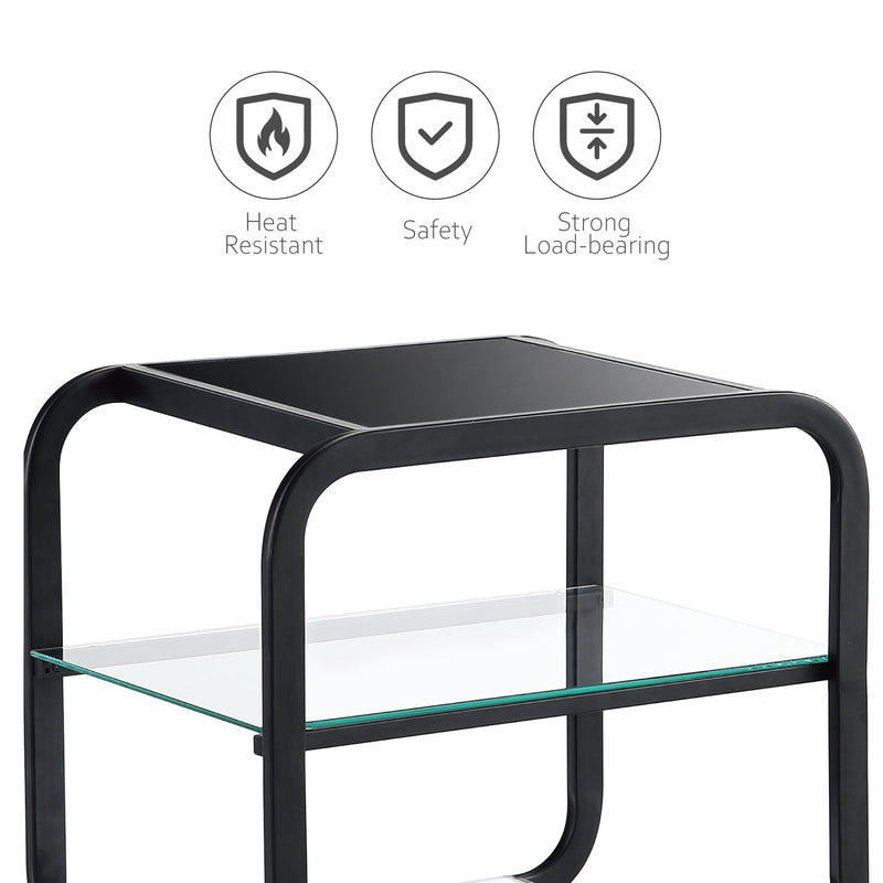 Glass End Black Table 