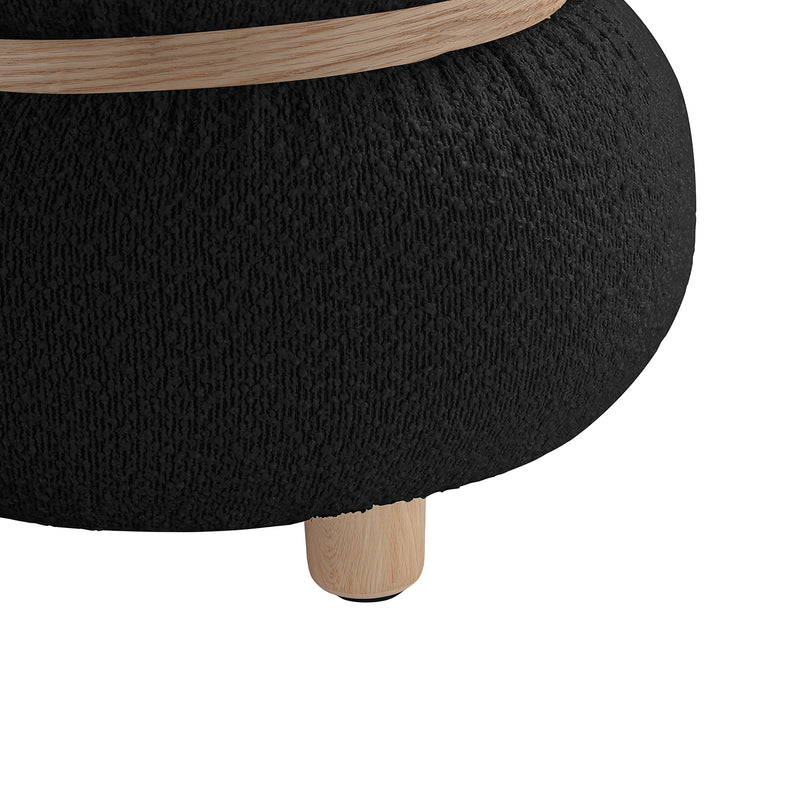 Black Pebble Round Ottoman 