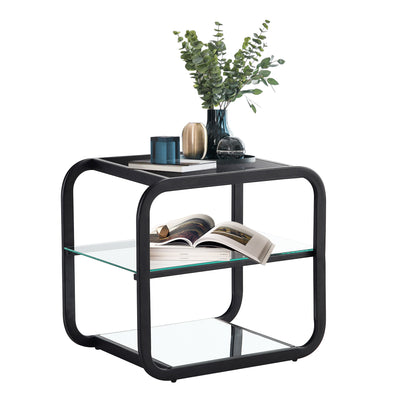 Glass End Black Table #700004