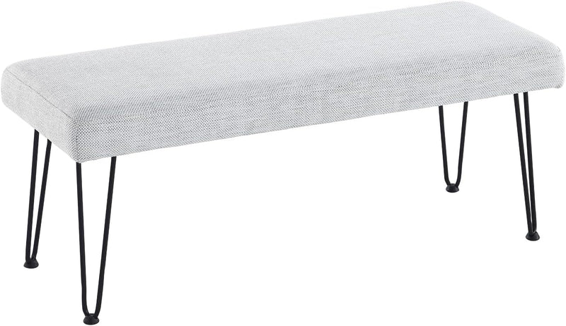 Light Grey Linen Long Bench 