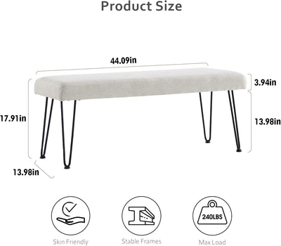 White Linen Long Bench #900012