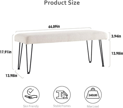 Creamy White Linen Long Bench #900011