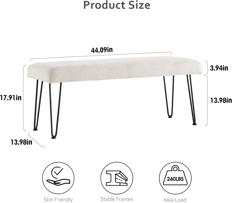 Creamy White Linen Long Bench 