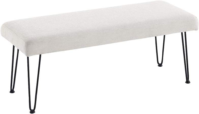 Creamy White Linen Long Bench 