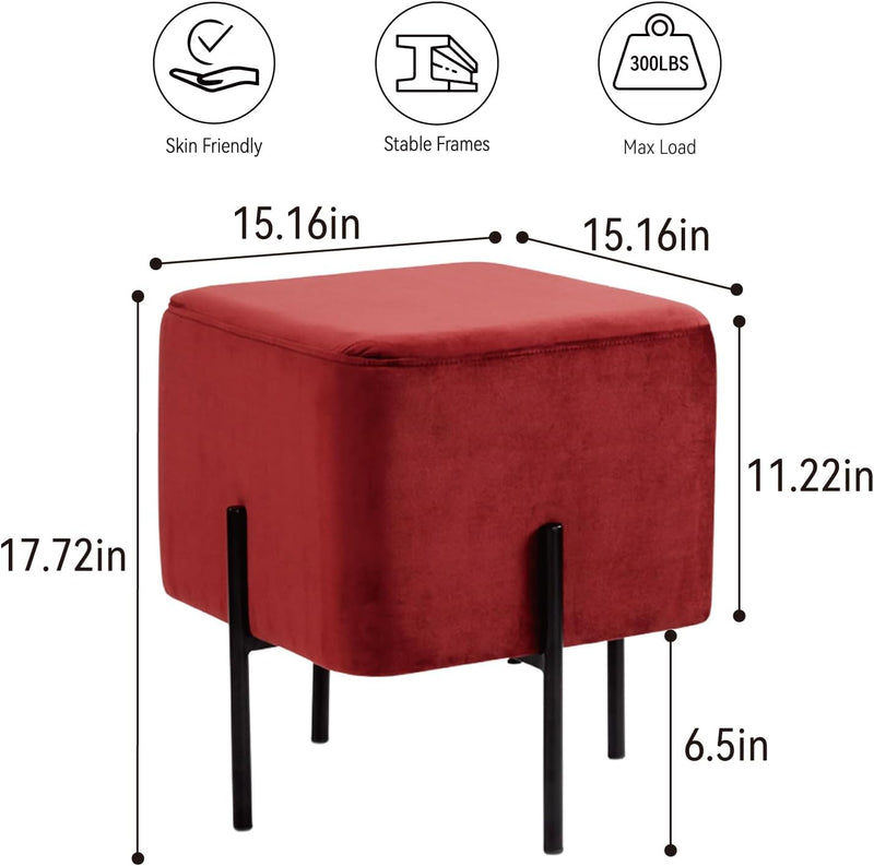 Red Cube-Shaped Stool 