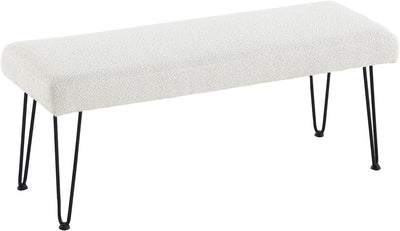 White Boucle Long Bench #900010