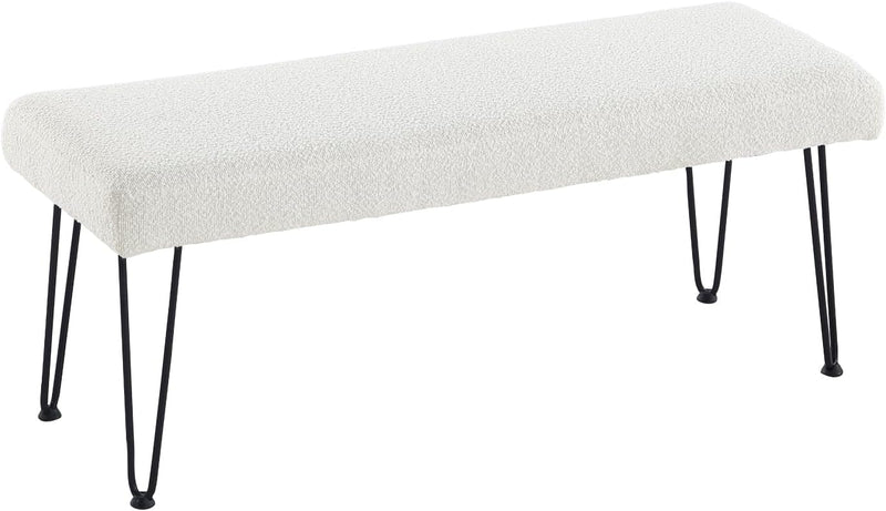 White Boucle Long Bench 