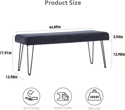 Blue Linen Long Bench #900013