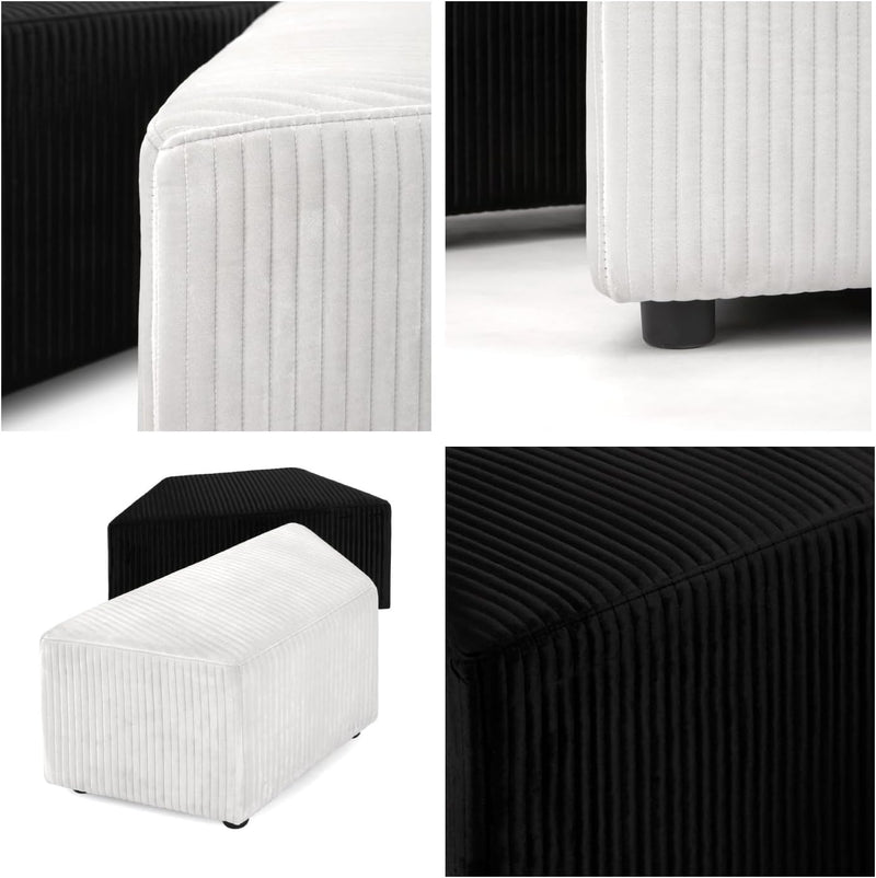 Black & White Hexagon Boucle Ottoman 