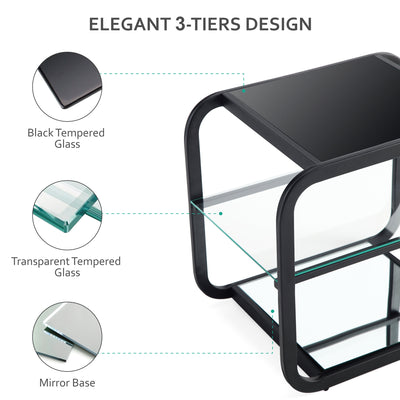 Glass End Black Table #700004