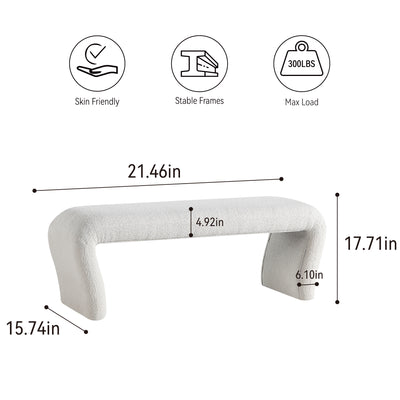 White Curved Boucle Ottoman Bench #900002