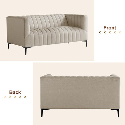 3 Seats Khaki Tufted Sofa #030001