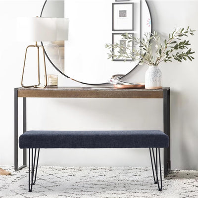 Blue Linen Long Bench #900013